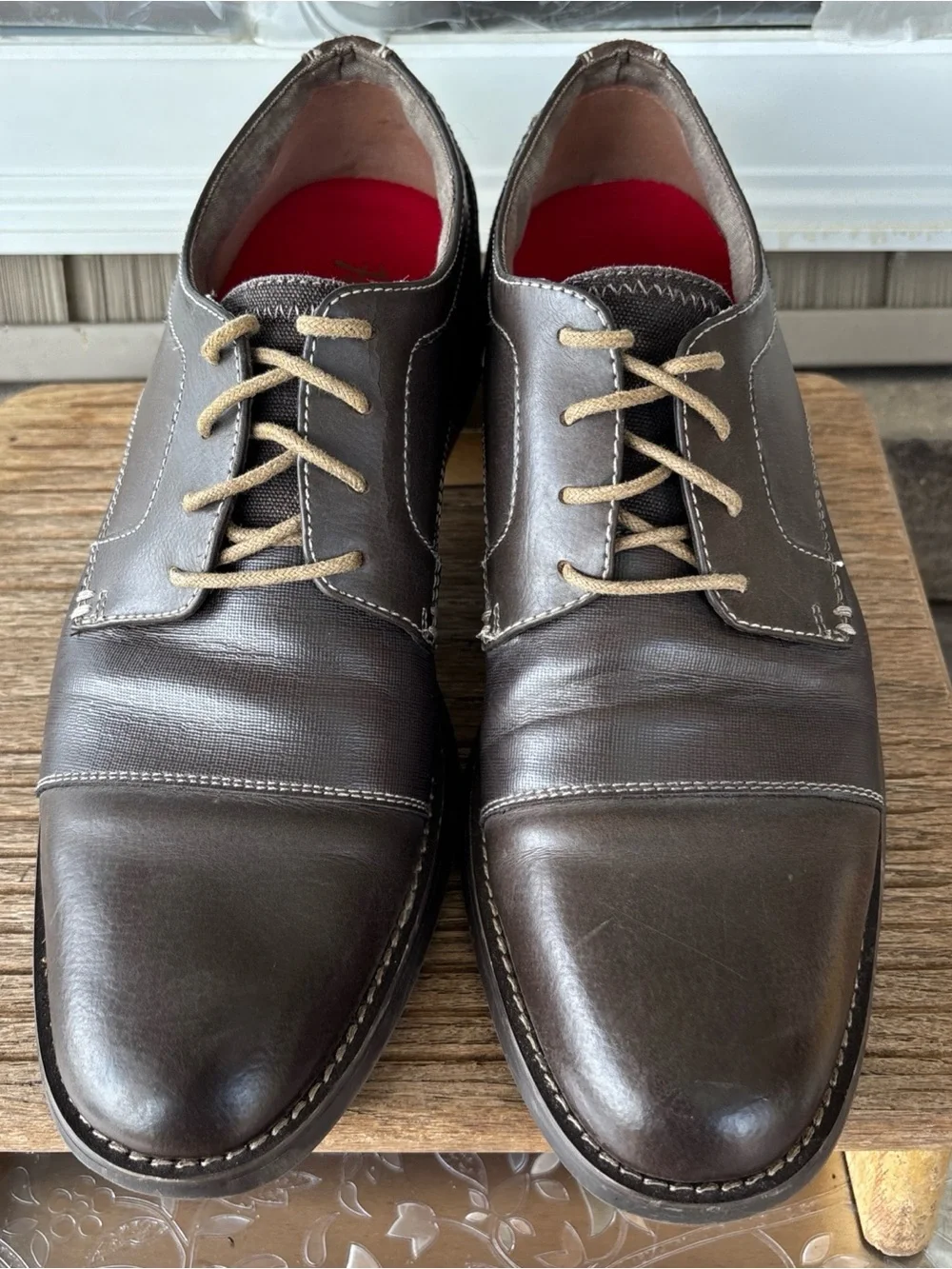 Original Penguin Men's Dark Brown Leather Lace-Up Oxfords Sz 11